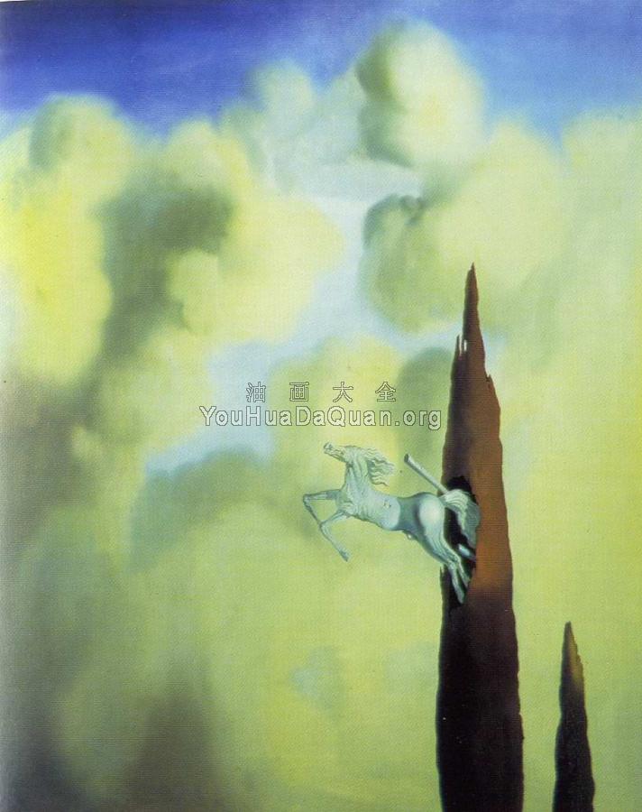 清晨柏树枝的骨化 - 萨尔瓦多·达利